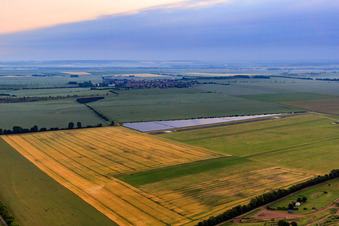 Agricultural solar area at the commercial airfield Ballenstedt/Quedlinburg in the district Asmusstedt in Ballenstedt in the state Saxony-Anhalt, Germany