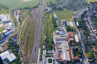 Railway tracks on Kehrstr in Halberstadt in the state Saxony-Anhalt, Germany