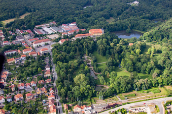 Aerial view of Castle and park in Ballenstedt in the state Saxony-Anhalt, Germany