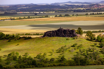 Aerial photograpy of Rock and mountain landscape Gegensteine der Teufelsmauer bei Ballenstedt in the district Rieder in Ballenstedt in the state Saxony-Anhalt
