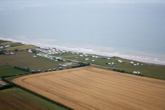 Aerial view of Atwick in the state England, Great Britain
