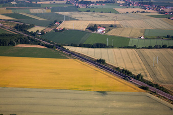 Oblique view of Eurostar at Wulverdinghe in Millam in the state North, France