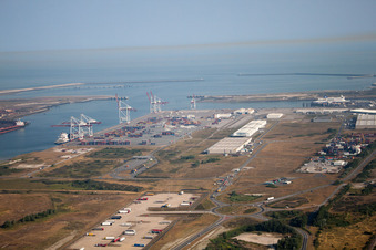 Aerial view of Port at Loon-Plage in Loon-Plage in the state North, France