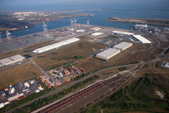 Port at Loon-Plage in Loon-Plage in the state North, France out of the air