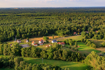Aerial photograpy of Lauterweg in the district of Bienwaldmühle in Scheibenhardt in the state Rhineland-Palatinate, Germany