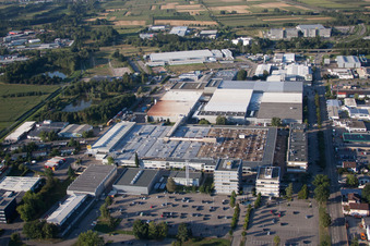 Oblique view of Industrial area in the district Vimbuch in Bühl in the state Baden-Wuerttemberg, Germany