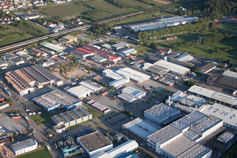 Aerial photograpy of Industrial area in Appenweier in the state Baden-Wuerttemberg, Germany
