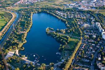 Aerial view of Lake Gifiz in the district Uffhofen in Offenburg in the state Baden-Wuerttemberg, Germany