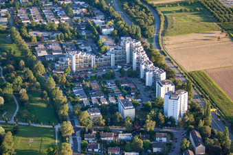 Aerial view of District Uffhofen in Offenburg in the state Baden-Wuerttemberg, Germany