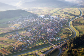 Village on the banks of the area Kinzig - river course in Biberach in the state Baden-Wurttemberg