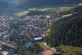 Bird's eye view of Haslach im Kinzigtal in the state Baden-Wuerttemberg, Germany