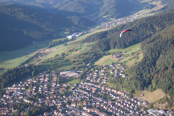 Drone recording of Haslach im Kinzigtal in the state Baden-Wuerttemberg, Germany