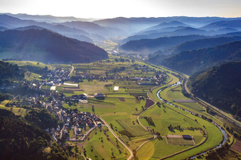 Kinzigtal in the morning to the east in Fischerbach in the state Baden-Wuerttemberg, Germany