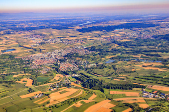 Oblique view of City view from the east in Ettenheim in the state Baden-Wuerttemberg, Germany
