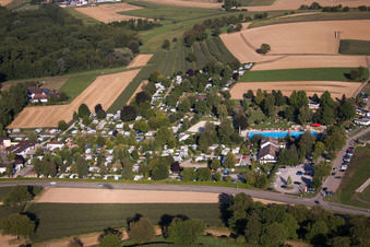 Camping Oase with caravans and tents and pool in Ettenheim in the state Baden-Wurttemberg