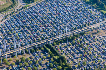 Aerial view of Leisure Centre - Amusement Park Europa-Park in Rust in the state Baden-Wurttemberg, Germany