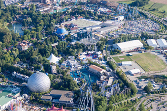 Oblique view of Leisure Centre - Amusement Park Europa-Park in Rust in the state Baden-Wurttemberg, Germany
