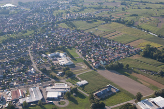 Aerial photograpy of Rhinau in the state Bas-Rhin, France