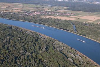 Rhinau in the state Bas-Rhin, France out of the air