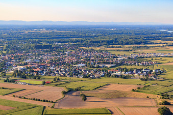 City view from the southeast in the district Freistett in Rheinau in the state Baden-Wuerttemberg, Germany