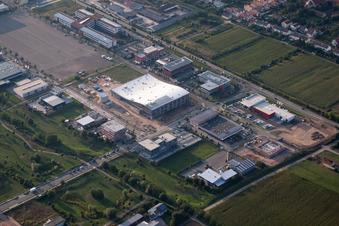 Aerial view of State Garden Show grounds at Ebenberg in the district Queichheim in Landau in der Pfalz in the state Rhineland-Palatinate, Germany