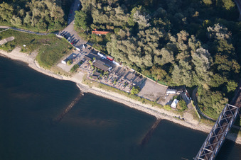 Tropic Beach Island restaurant at the railway bridge in the district Rheinsheim in Philippsburg in the state Baden-Wuerttemberg, Germany