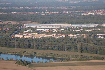 Former Salm barracks and Goddyear from the south in Philippsburg in the state Baden-Wuerttemberg, Germany