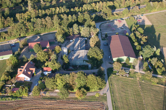 Aerial photograpy of Brecht Horse Boarding in the district Huttenheim in Philippsburg in the state Baden-Wuerttemberg, Germany