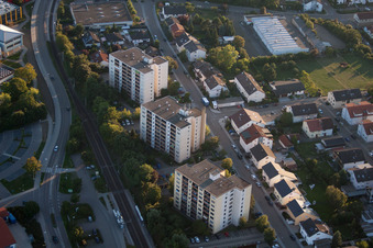 High-rise ensemble of Rudolf Diesel Strasse in Linkenheim-Hochstetten in the state Baden-Wurttemberg