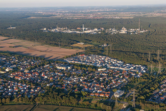 Campus building of the university KIT - Campus Nord (former Nuclear research centre Karlsruhe) behind Leopoldshafen in Eggenstein-Leopoldshafen in the state Baden-Wurttemberg, Germany out of the air