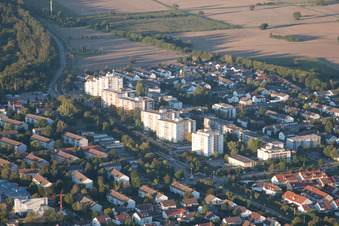 Drone recording of District Leopoldshafen in Eggenstein-Leopoldshafen in the state Baden-Wuerttemberg, Germany