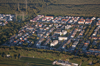 Drone image of District Eggenstein in Eggenstein-Leopoldshafen in the state Baden-Wuerttemberg, Germany