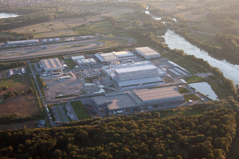 Oberwald industrial area from the north in Wörth am Rhein in the state Rhineland-Palatinate, Germany