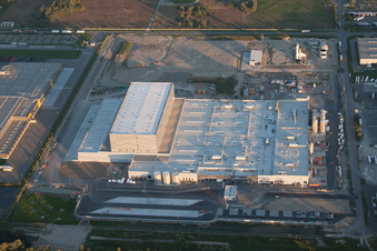 Oberwald industrial area in Wörth am Rhein in the state Rhineland-Palatinate, Germany out of the air