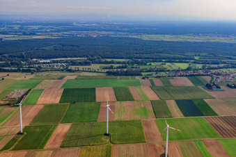 Wind farm from the north in Rülzheim in the state Rhineland-Palatinate, Germany