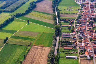 Gardens at the Klingbach Panzergraben in Herxheimweyher in the state Rhineland-Palatinate, Germany