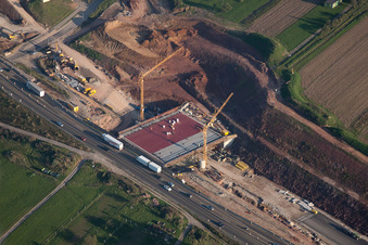 Mutschelbach, A8 construction site in the district Untermutschelbach in Karlsbad in the state Baden-Wuerttemberg, Germany