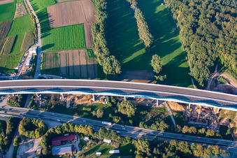 Mutschelbach, A8 construction site in the district Nöttingen in Remchingen in the state Baden-Wuerttemberg, Germany from above