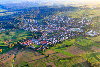 View of the town from the north in the district Stupferich in Karlsruhe in the state Baden-Wuerttemberg, Germany