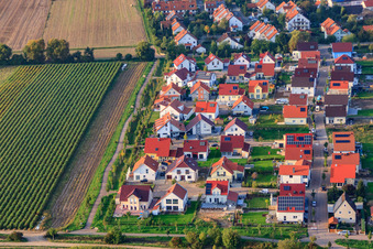Aerial view of New development area Unteres Rappenfeld in the district Mörlheim in Landau in der Pfalz in the state Rhineland-Palatinate, Germany
