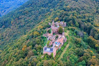 Aerial photograpy of Madenburg in Eschbach in the state Rhineland-Palatinate, Germany