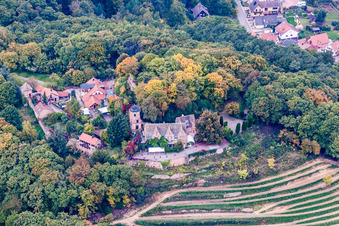 Aerial photograpy of Building of the restaurant Schloss Kropsburg in Sankt Martin in the state Rhineland-Palatinate, Germany