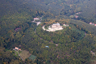 Aerial photograpy of Castle of Schloss Hambacher Schloss in Neustadt an der Weinstrasse in the state Rhineland-Palatinate, Germany
