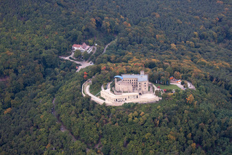 Bird's eye view of Hambach Castle in the district Diedesfeld in Neustadt an der Weinstraße in the state Rhineland-Palatinate, Germany