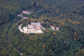 Drone recording of Hambach Castle in the district Diedesfeld in Neustadt an der Weinstraße in the state Rhineland-Palatinate, Germany
