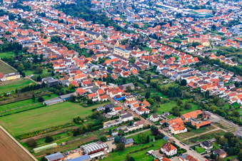 Oblique view of Kautzengasse in Lingenfeld in the state Rhineland-Palatinate, Germany