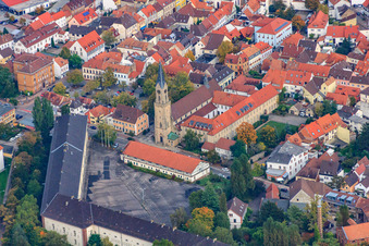 Klosterstraße with St. Jakobus in Germersheim in the state Rhineland-Palatinate, Germany
