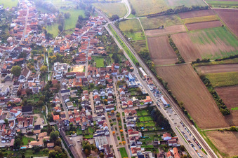 Oblique view of Railroad station in Rülzheim in the state Rhineland-Palatinate, Germany