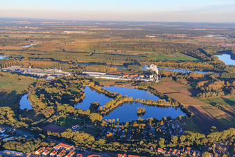 Gimpelrheingraben, Sollachsee with Goldstrand and Scherer 1 and 2 in Germersheim in the state Rhineland-Palatinate, Germany