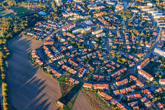 Aerial photograpy of Ludwig-Erhard-Straße in Germersheim in the state Rhineland-Palatinate, Germany